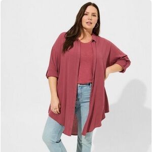 Torrid Washable Gauze Open Front Shirt Kimono